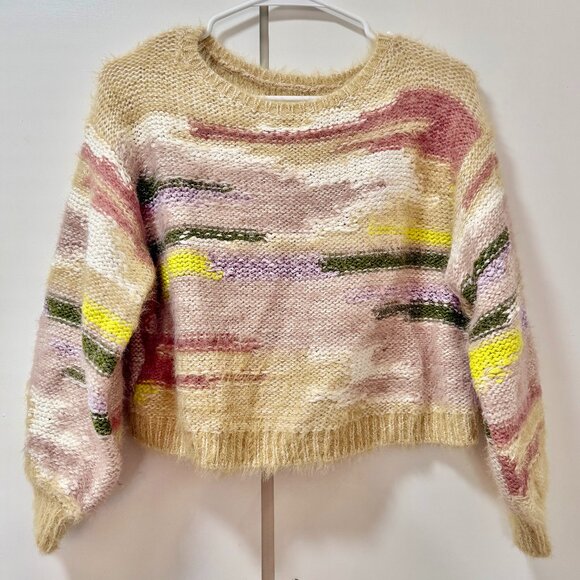 Anthropologie (Pilcro) sweater, tan and colorful, XXS - Picture 2 of 5